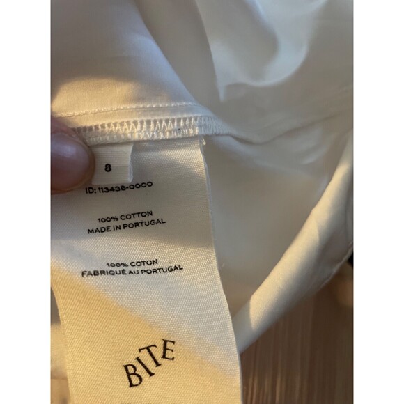BITE Studios Women's Fluted Sleeve White Button-Up Curved Blouse size 4 NWT - Picture 11 of 12